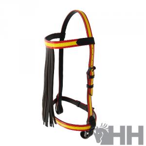 Cabezada Vaquera HH Española Rojo y Amarillo Full 