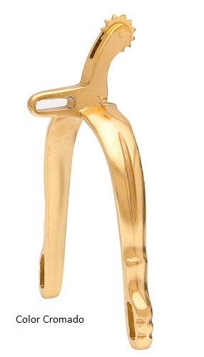 Espuela Vaquera HH Latón Ruleta Inglesa - Dorado - Dorado -  Gallo Largo Curvo Bajo