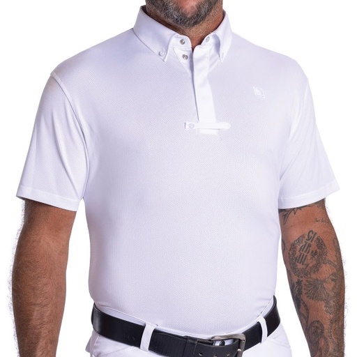 [470164WHTW SML] Camisa Polo de Competencia Romfh Para Hombre Cuello Blanco - S - Blanco 