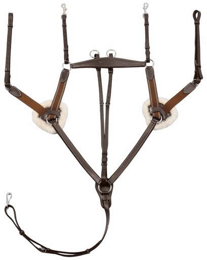 [5098-08H] Pechera y Martingala Henri de Rivel de 5 puntos Elastica Con Accesorio Para Correr Color Australian Nut Talla Full - Horse - Australian Nut