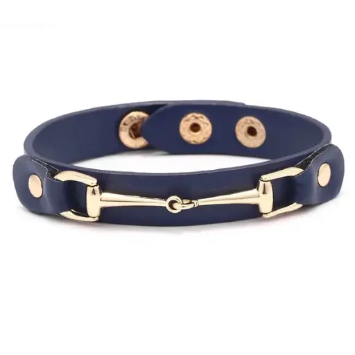 Brazalete De Cuero Sintético Con Adorno de Filete Colores Varios